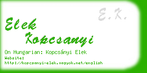 elek kopcsanyi business card