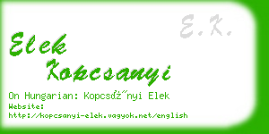 elek kopcsanyi business card